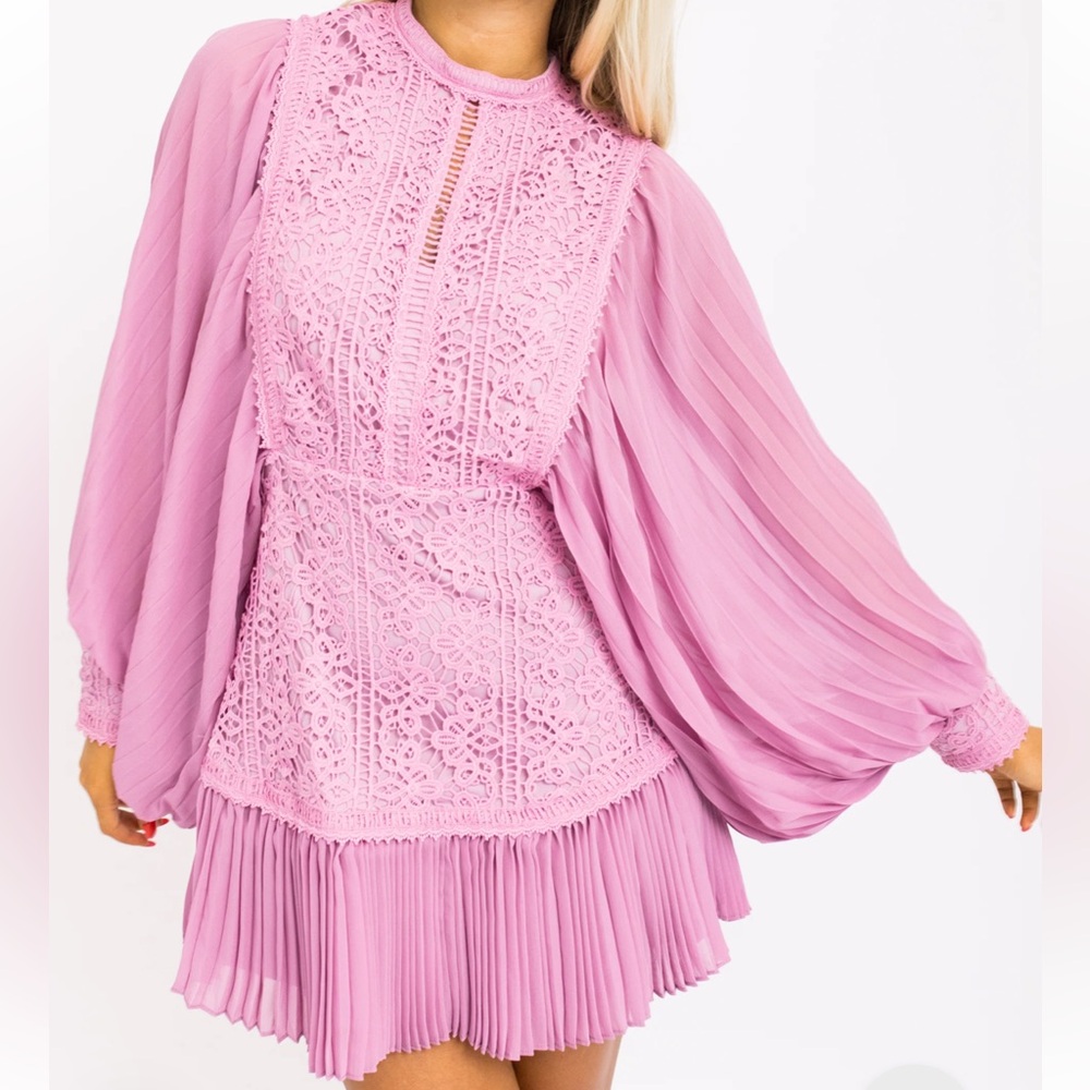 Lavender Fate pleated mini dress- Medium